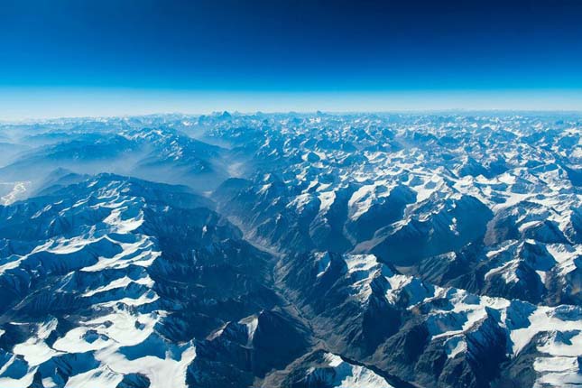 39000 feet over the Himalayas near K2