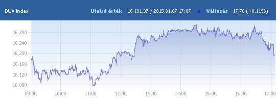 BUX: 16 191,37 pont, +0,11 százalék záráskor