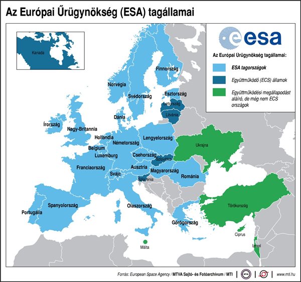 Az Európai Űrügynökség (ESA) tagállamai