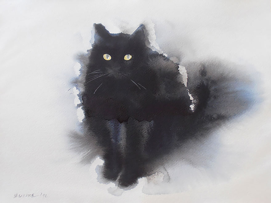 Vízfestékes fekete macskák péntek 13-ra