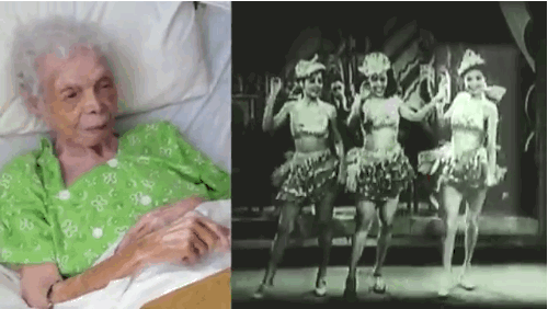 A 102 éves néni először látta táncolni fiatalkori önmagát – megható videó