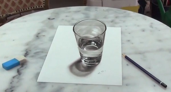 Elképesztő 3D-s rajzokat alkot a művész- nézd meg hogy készül egy pohár víz- videó