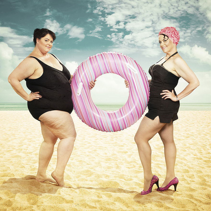 Egy nő Photoshoppal kombinálta össze kövér és lefogyott alkatát