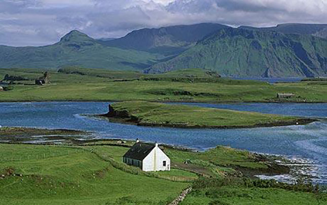 Lonely farm cottage, Canna Island, Inner Hebrides, Scotland