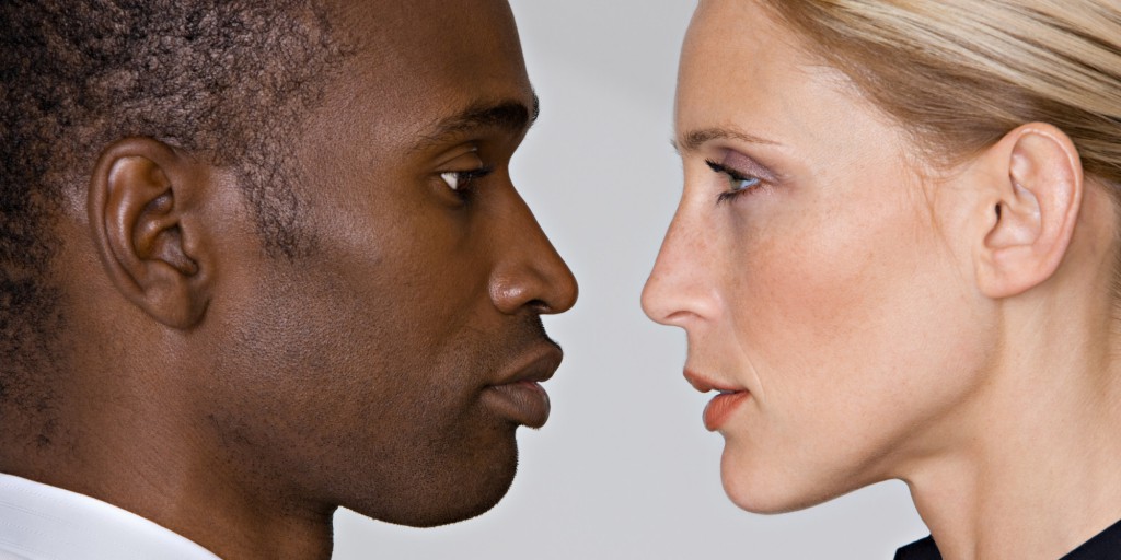 Man and woman face to face