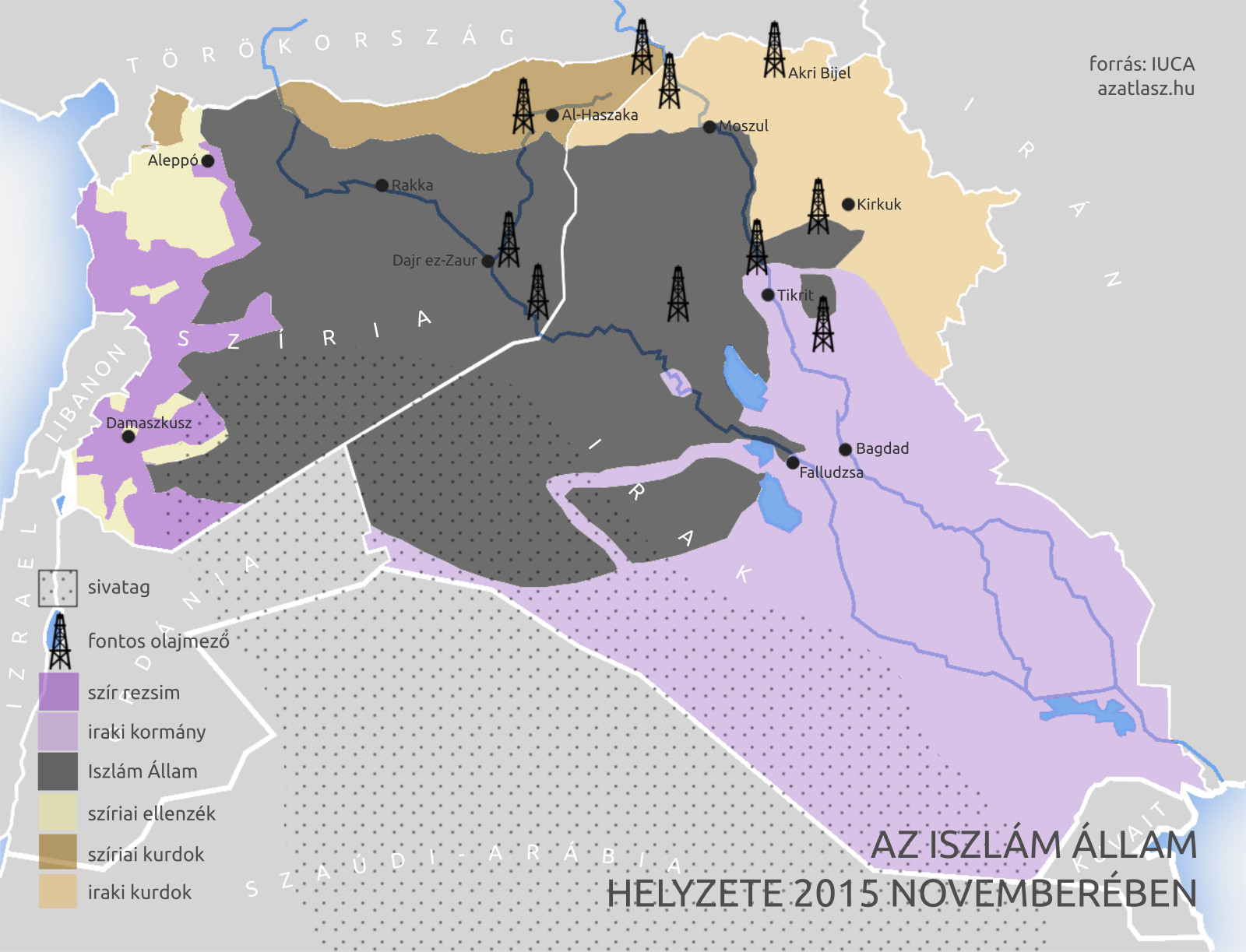 Egyszerű 3 térkép az ISIS terjeszkedéséről