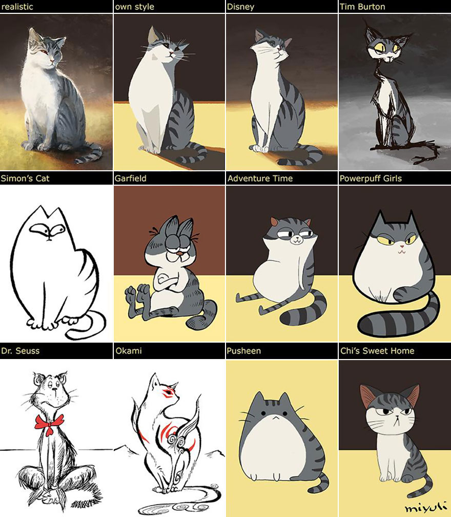 Macskák mindenféle rajzstílusban Disneytől Tim Burtonig