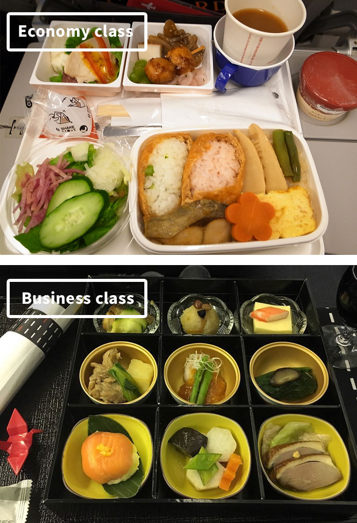 Légitársaságok ételei első- és másodosztályon