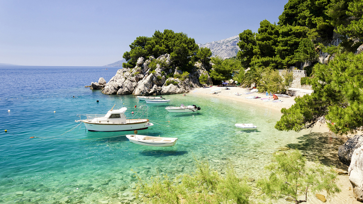 beach in Brela to Makarska Riviera, Dalmatia, Croatia