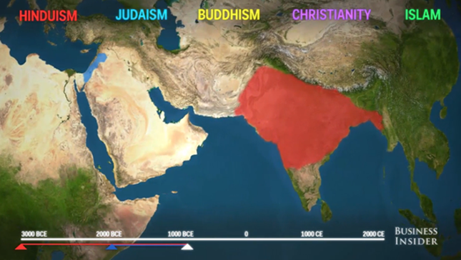 Az öt világvallás terjedése Földünkön – videó