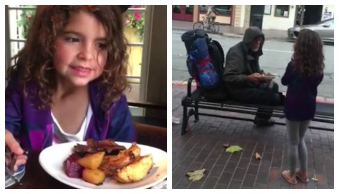 Megható dolgot tett a hajléktalannal egy önzetlen kislány - videó